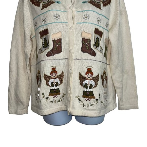 Vintage Bechamel Plus Size Cardigan Sweater Womens 2X Angels Bells Christmas - Picture 3 of 11